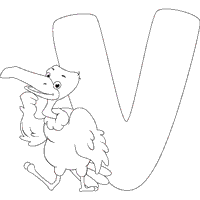 Cartoon Animals Letter V